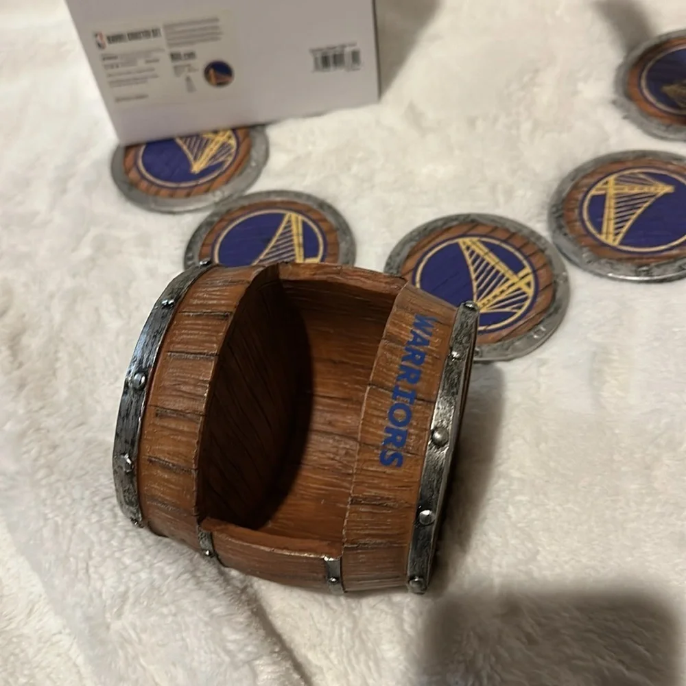 FOCO Golden State Warriors NBA 5-Pack Barrel Coasters Set